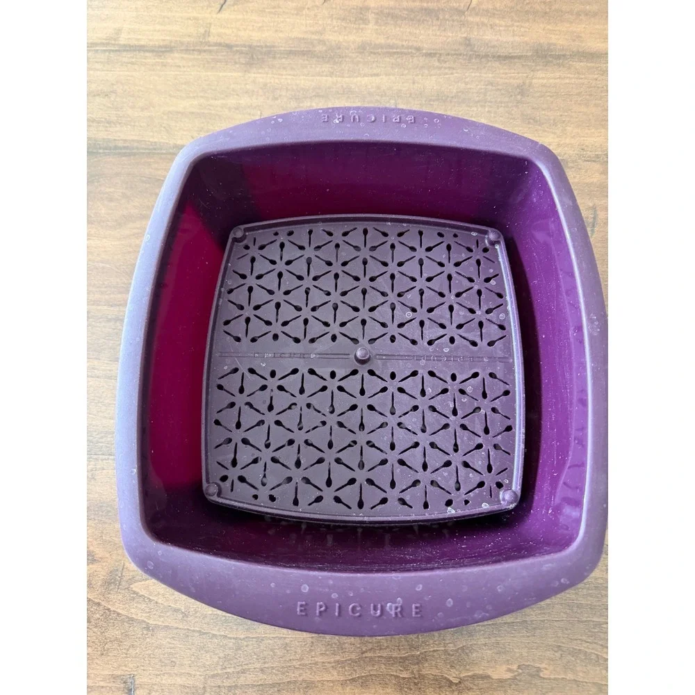 Epicure Multipurpose Steamer Purple Silicone Microwave Cooker with Lid and Tray